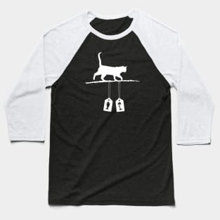 Cat silhouette-Fish Sale tags-Love cats Baseball T-Shirt